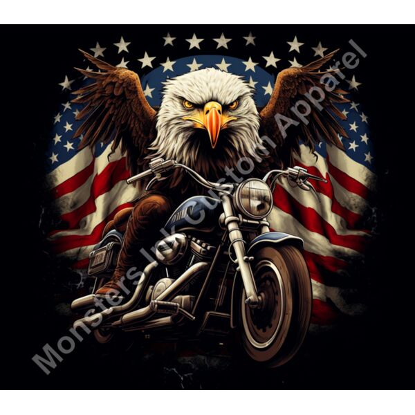 Eagle behind vintage motorcycle Thumbnail