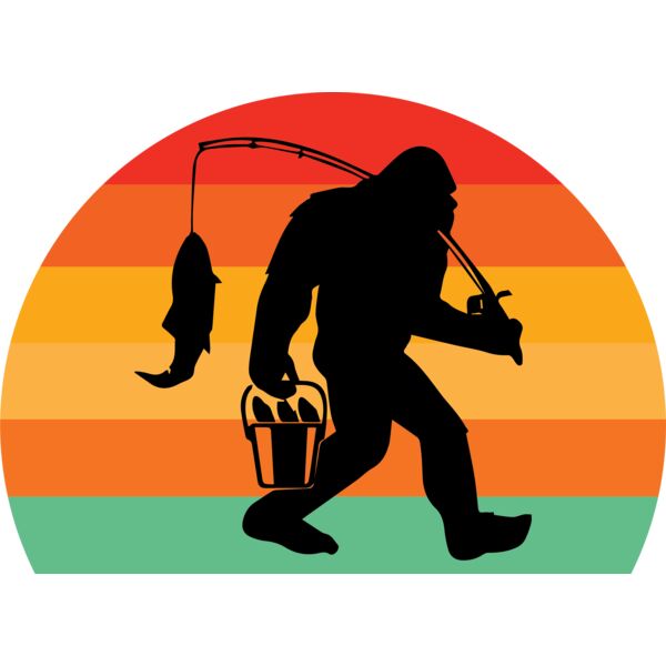 Bigfoot Fishing Retro Thumbnail